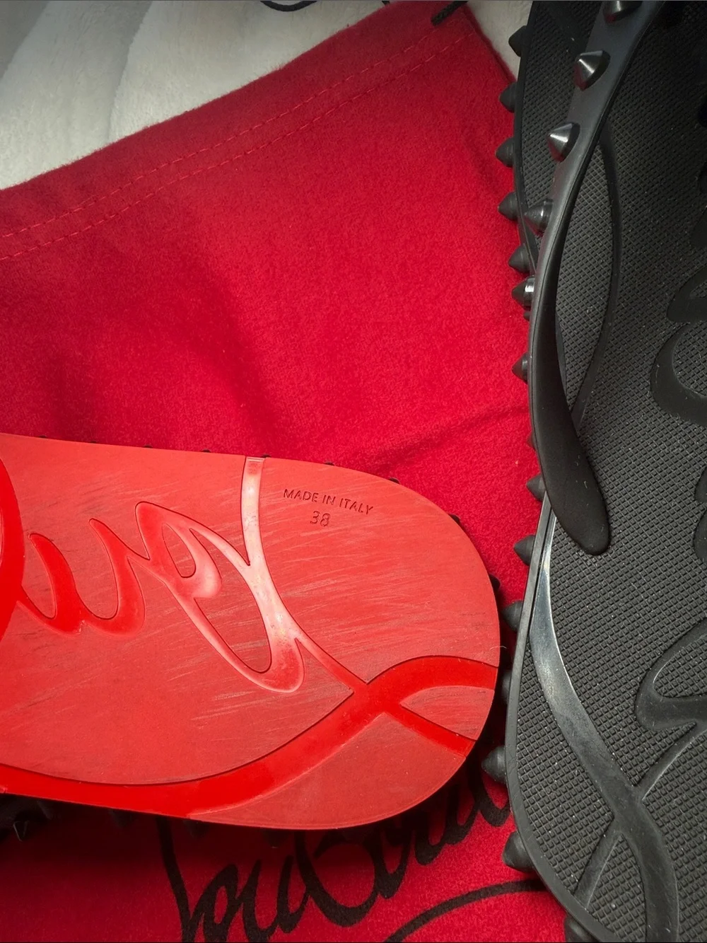 Christian Louboutin Black Studded Flip Flop Sandals